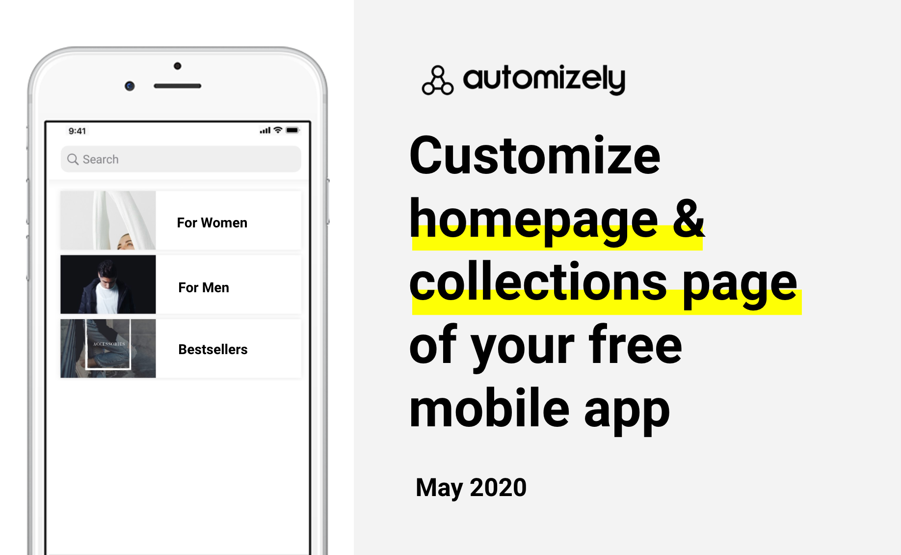 Customize home page and collections page for your free mobile app