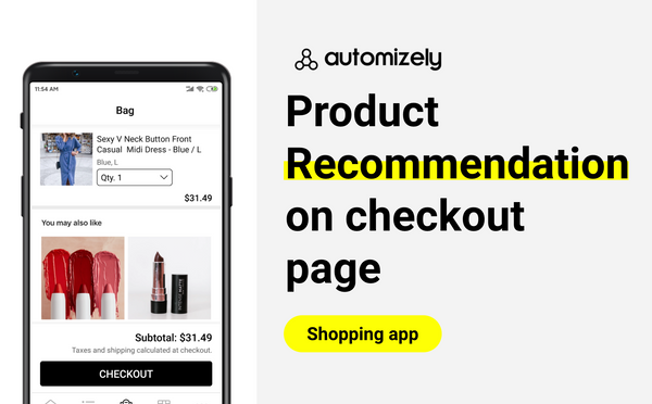 Displaying product recommendation at checkout page of your best Shopping app